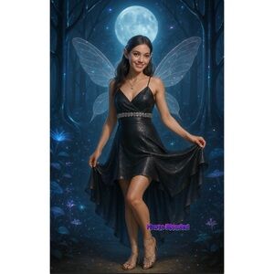 Taboo Dress Vintage 90's Gray Metallic Futuristic Fairy y2k Bling Asymmetrical M